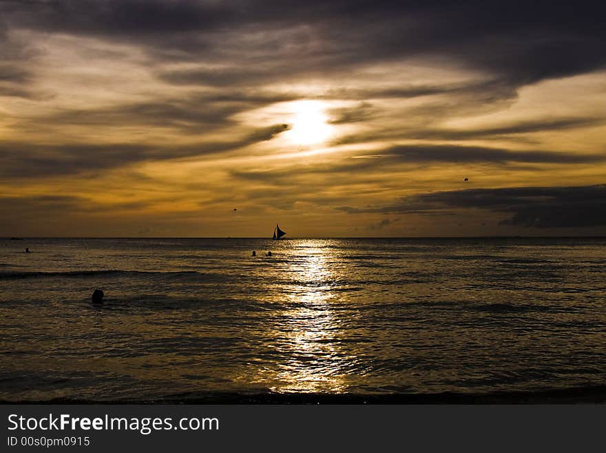 Beautiful sunset in tropical paradise. Beautiful sunset in tropical paradise