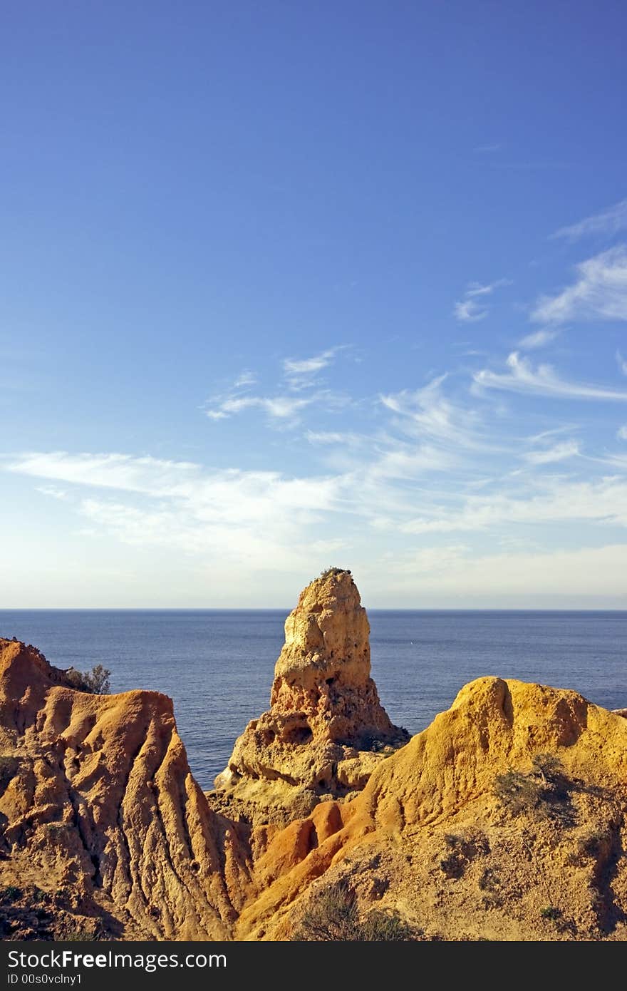 Rocks near Carvoeiro in the Algarve in Portugal