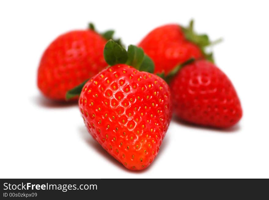 Strawberries isolated on a white background