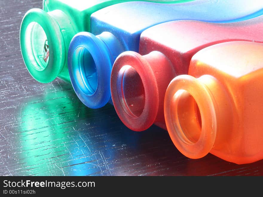 Bottles isolated on the table