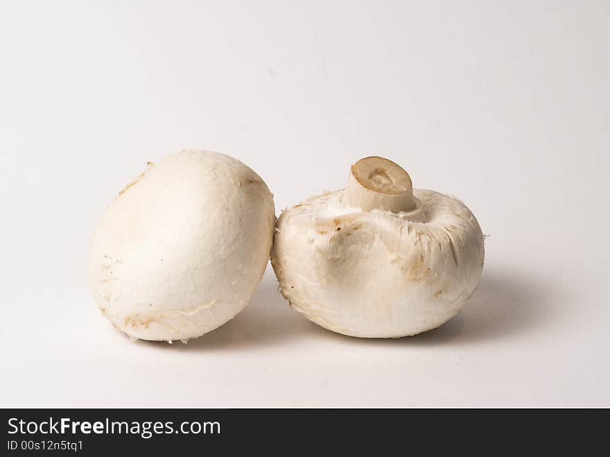 Two champignons isolated in white background