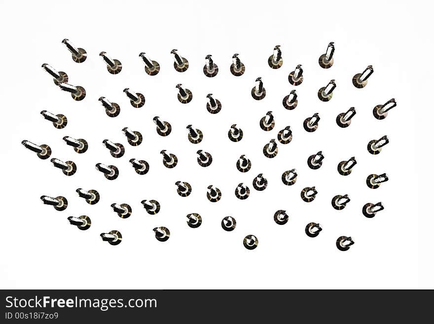 Close-up of a screws isolated on white