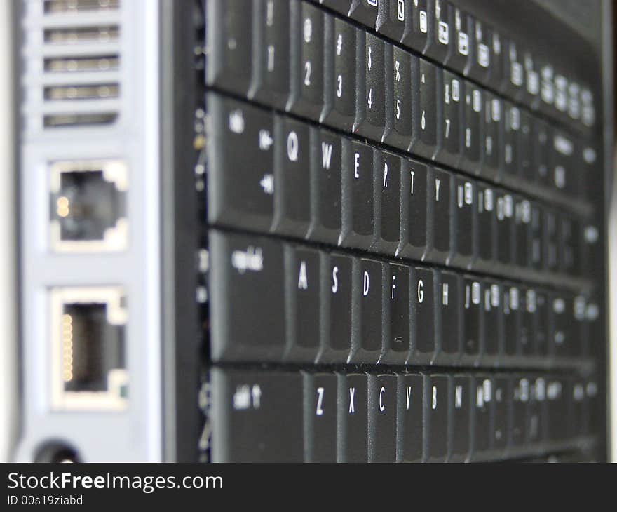 A close-up of a laptop keyboard