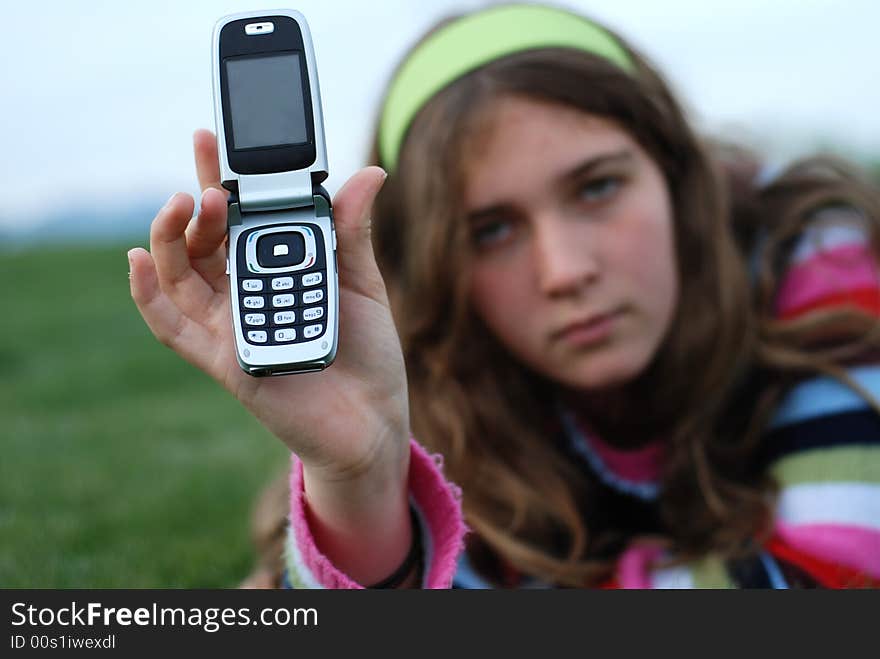 Young girl and cellphone