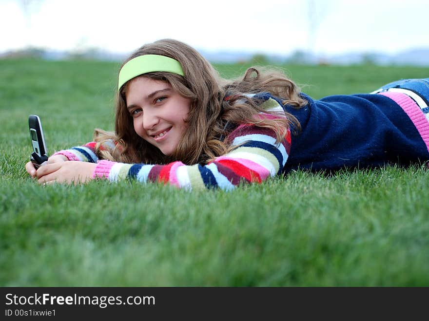 Young Girl And Cellphone