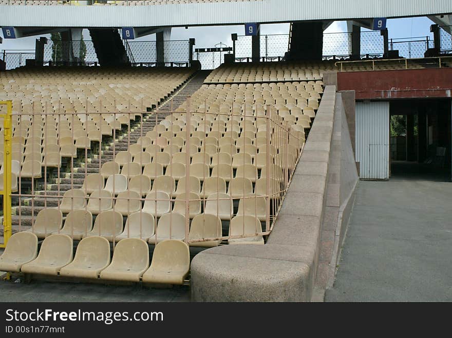 Empty seats on football stadium. Empty seats on football stadium