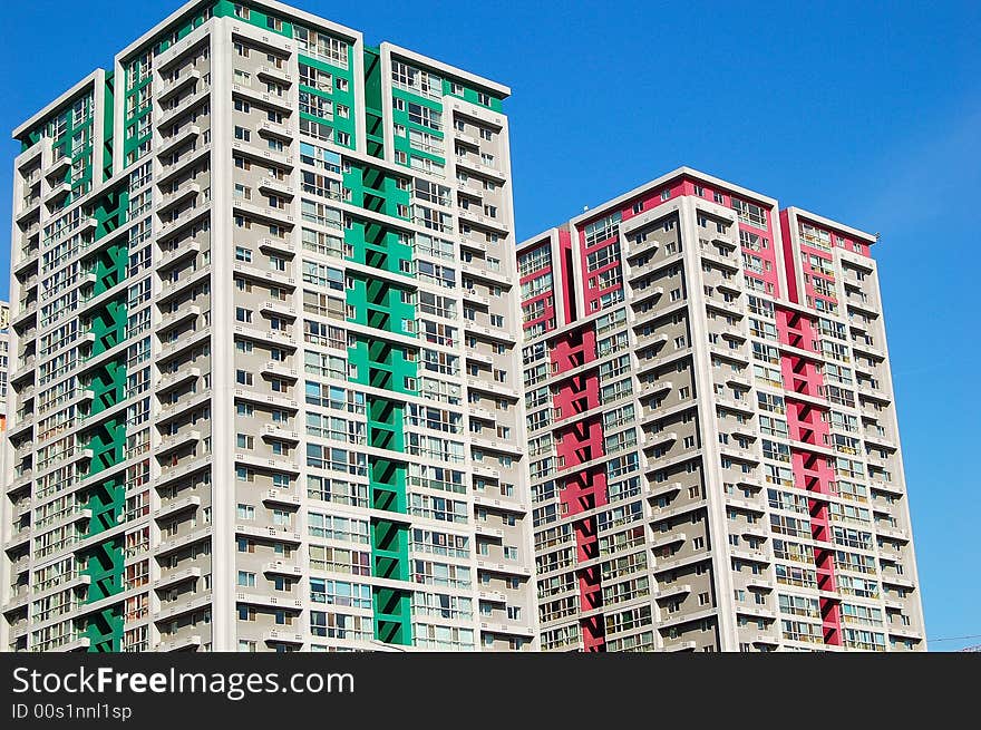 Apartment buildings with attractive color, shot at soho modern city, Beijing. China.