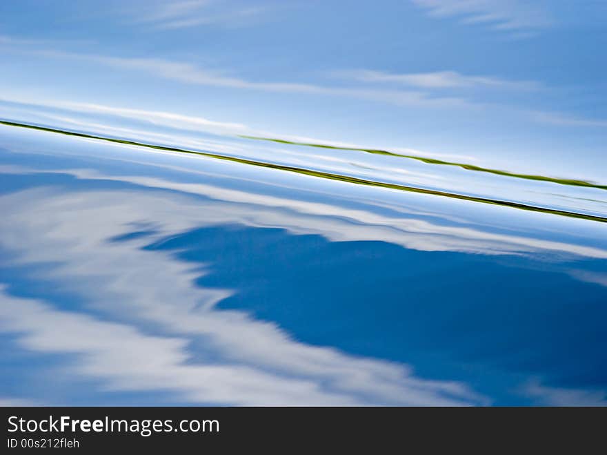 Clouds reflected on the water. cambodia.