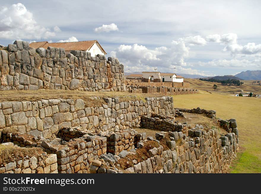 Inca ruins - peruvian cultural heritage in Ands, Chinchero, Peru. Inca ruins - peruvian cultural heritage in Ands, Chinchero, Peru