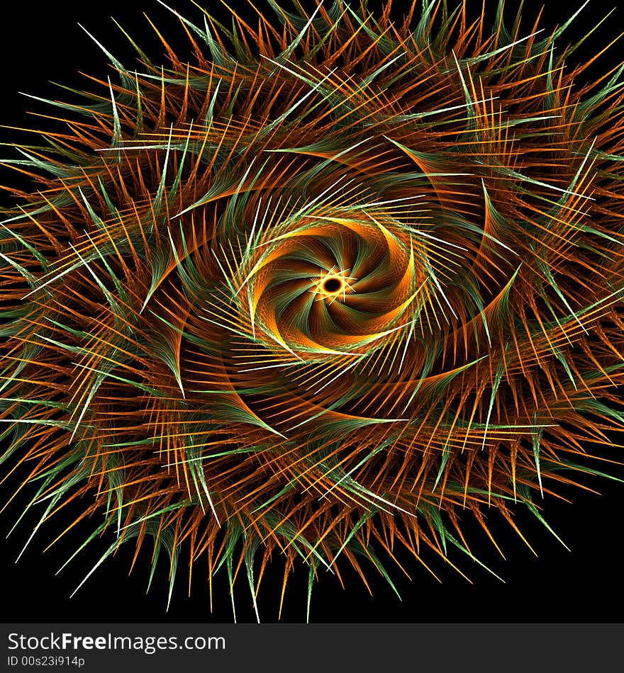 Abstract fractal image resembling a pinwheel twist