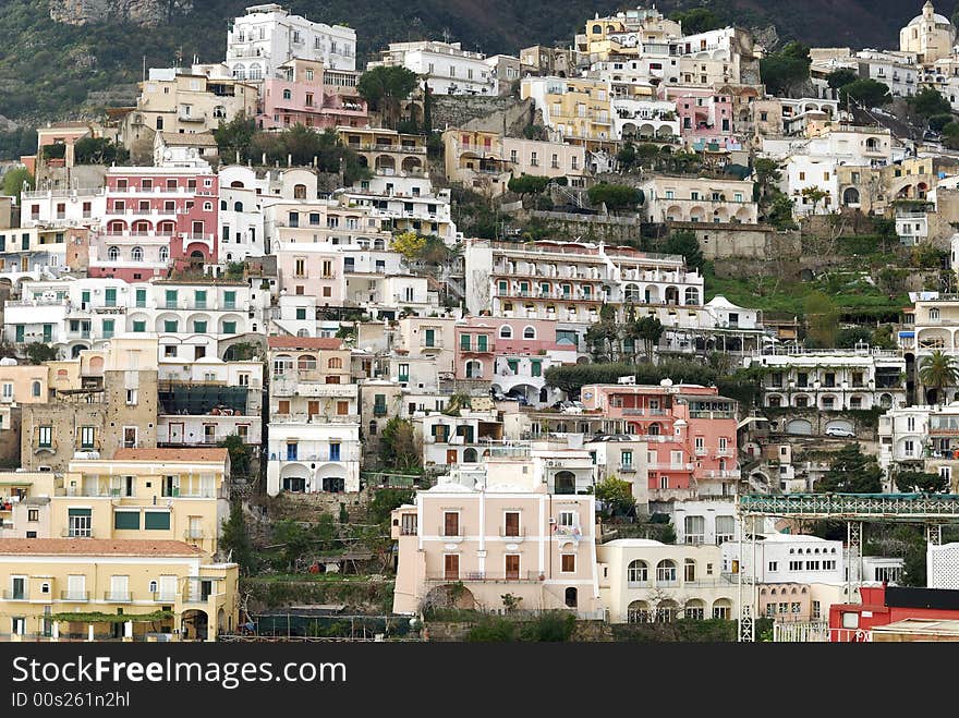 The Positano city on the amalphitan coast