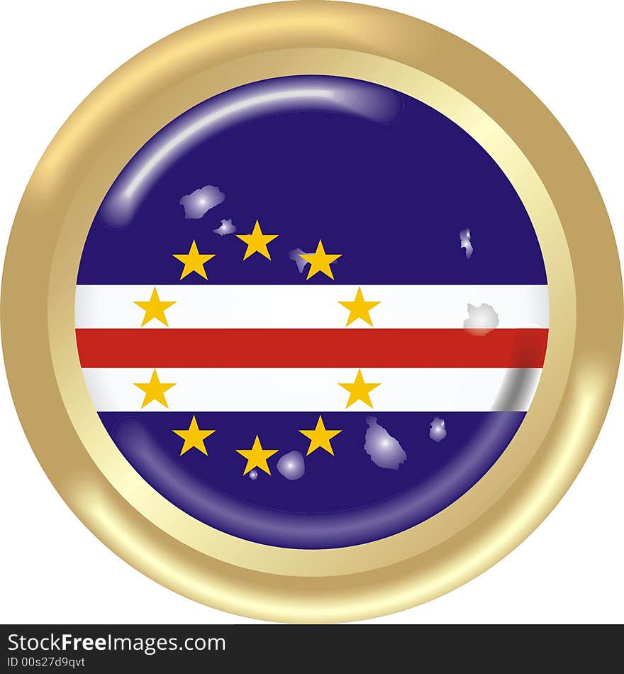 Art illustration: round medal with map and flag of capeverde. Art illustration: round medal with map and flag of capeverde