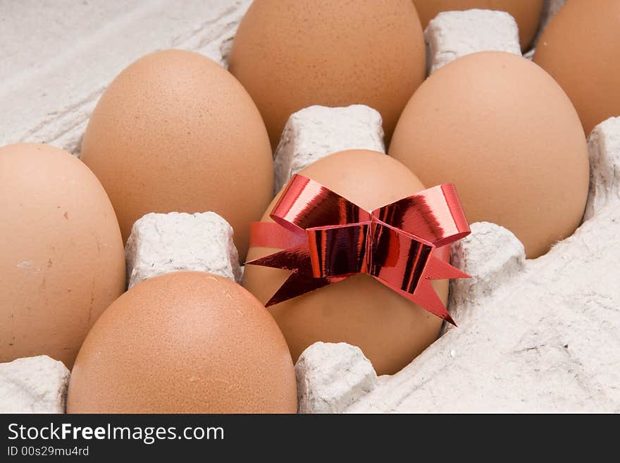 Egg  with red bow