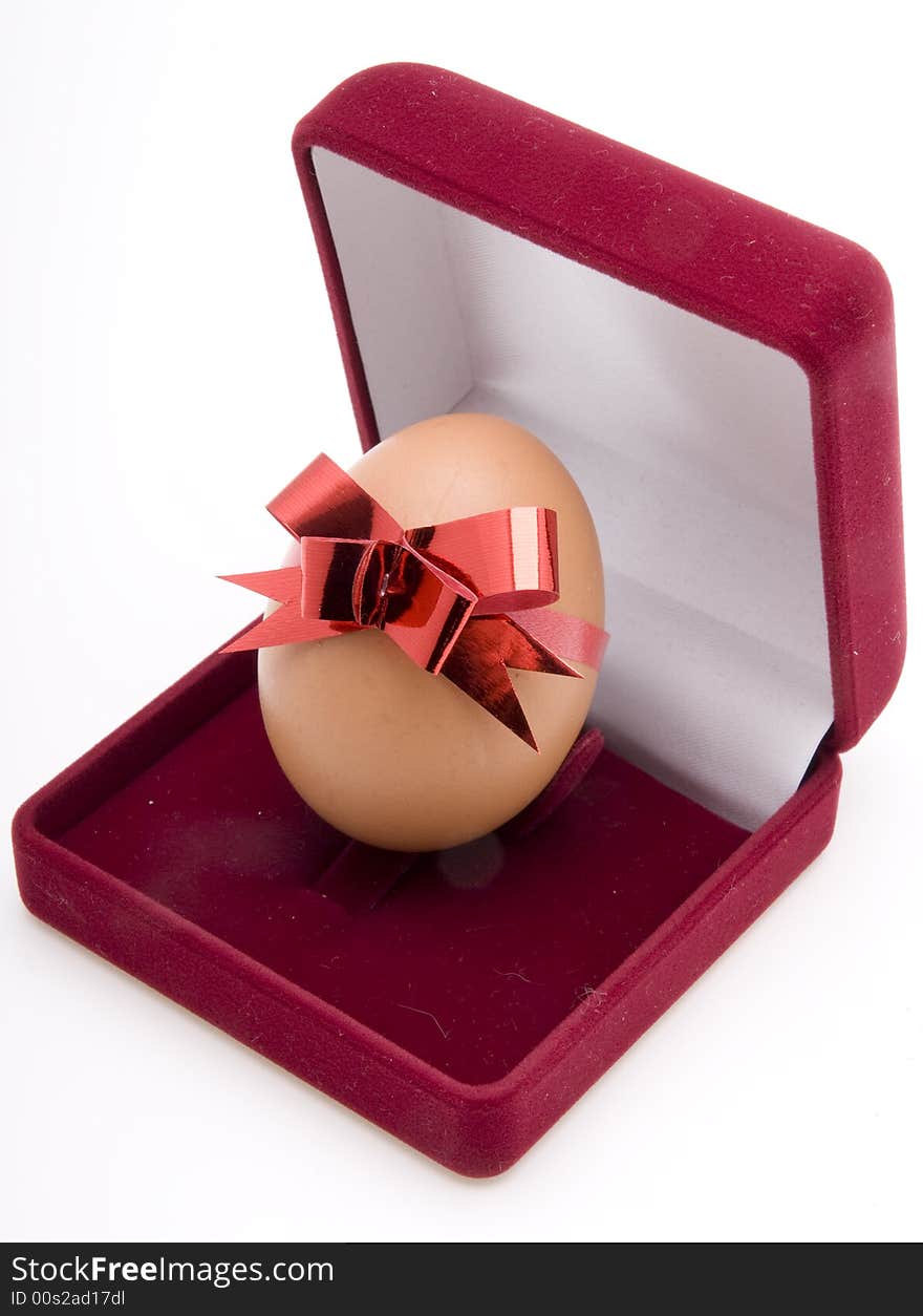 Easter Egg with red bow in Jewelry Box