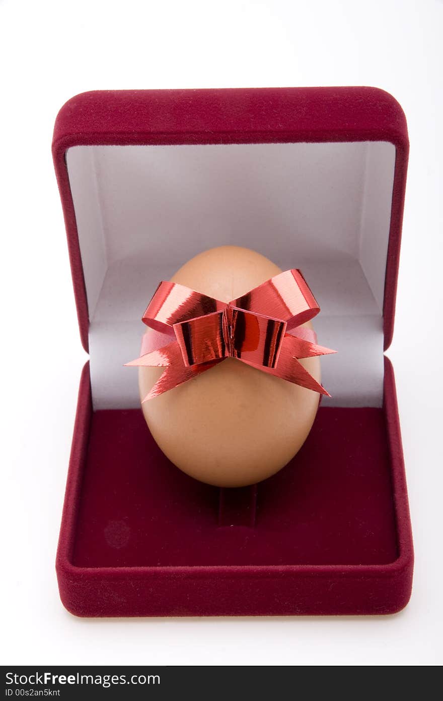 Easter Egg with red bow in Jewelry Box