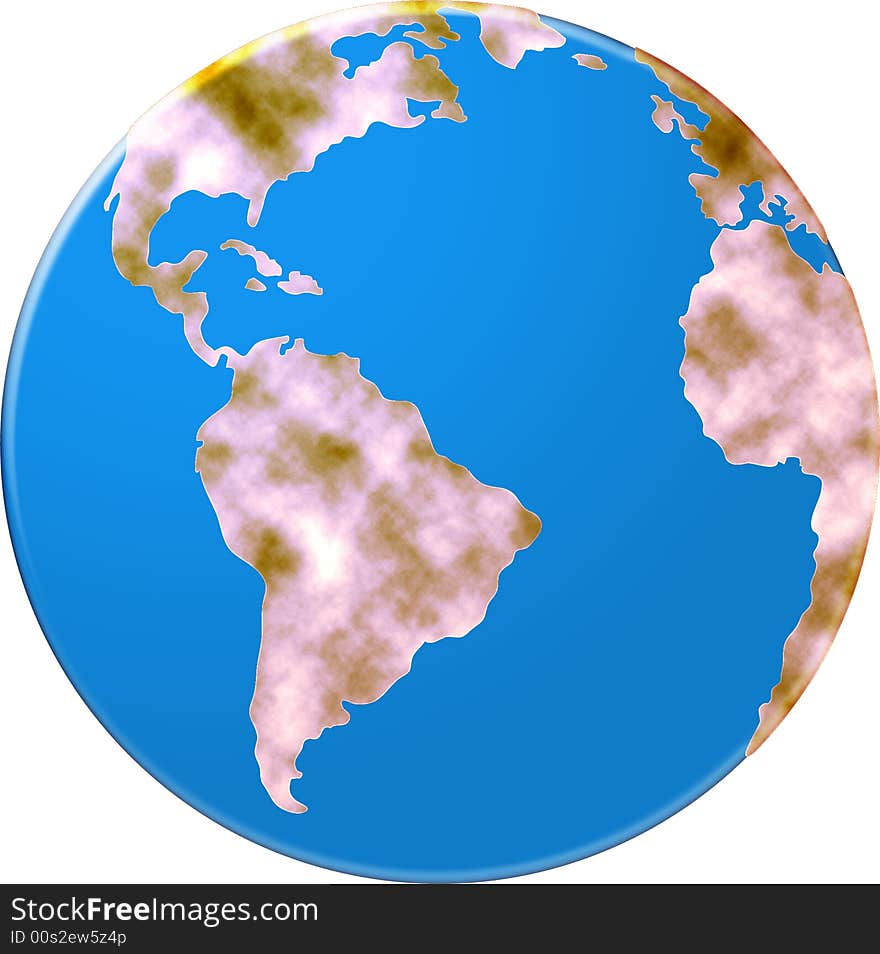 World map include south america and africa. World map include south america and africa