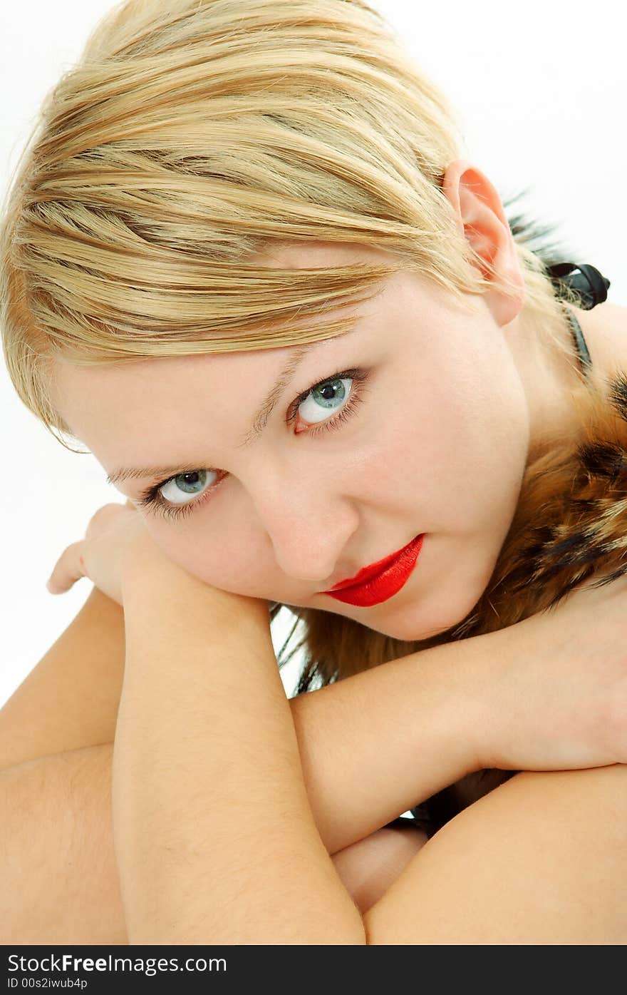 Beauty woman portrait on white background