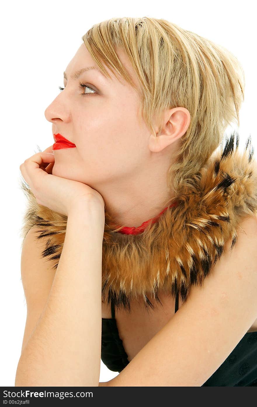 Beauty woman portrait on white background