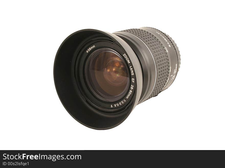 A 28-80mm Dslr Camera lens on white