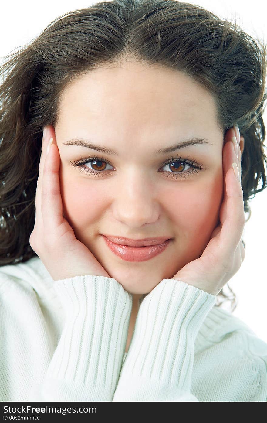 Beauty woman portrait on white background