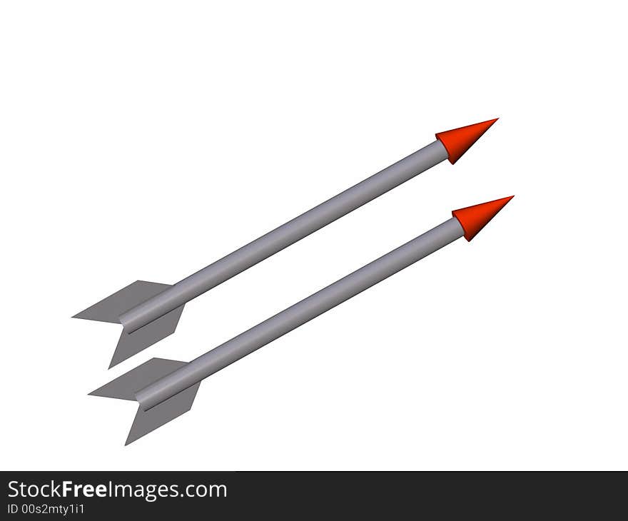 Two grey arrows with red tips