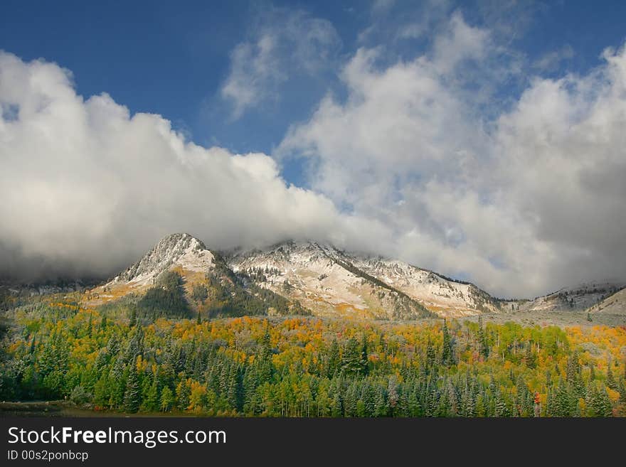 Fall snow storm in the rocky mountains. Fall snow storm in the rocky mountains