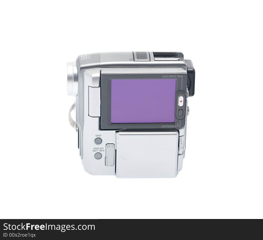 Video camera isolated on white background. You can put text or images on the LCD screen