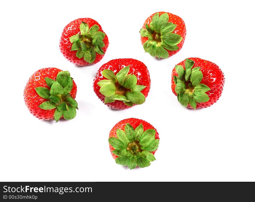 Strawberries on white