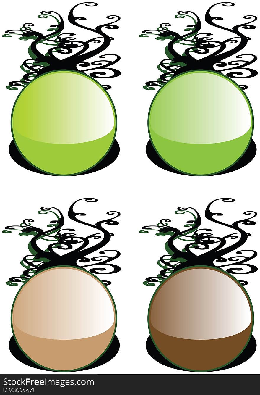 Set Of Four Interesting Organic Eco Buttons Illustration Badge Vector