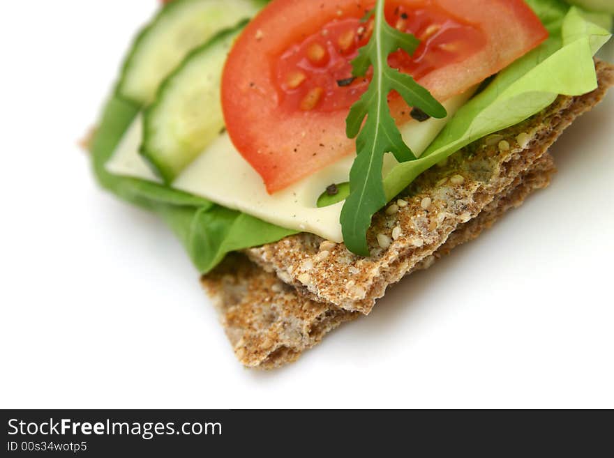 Healthy sandwich on white background