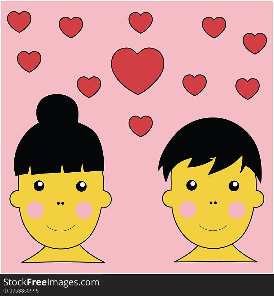 Boy and Girl In Love Illustration Vector