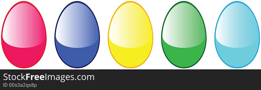 5 Easter Egg High Quality Glossy Button Icons Vector Illustrations