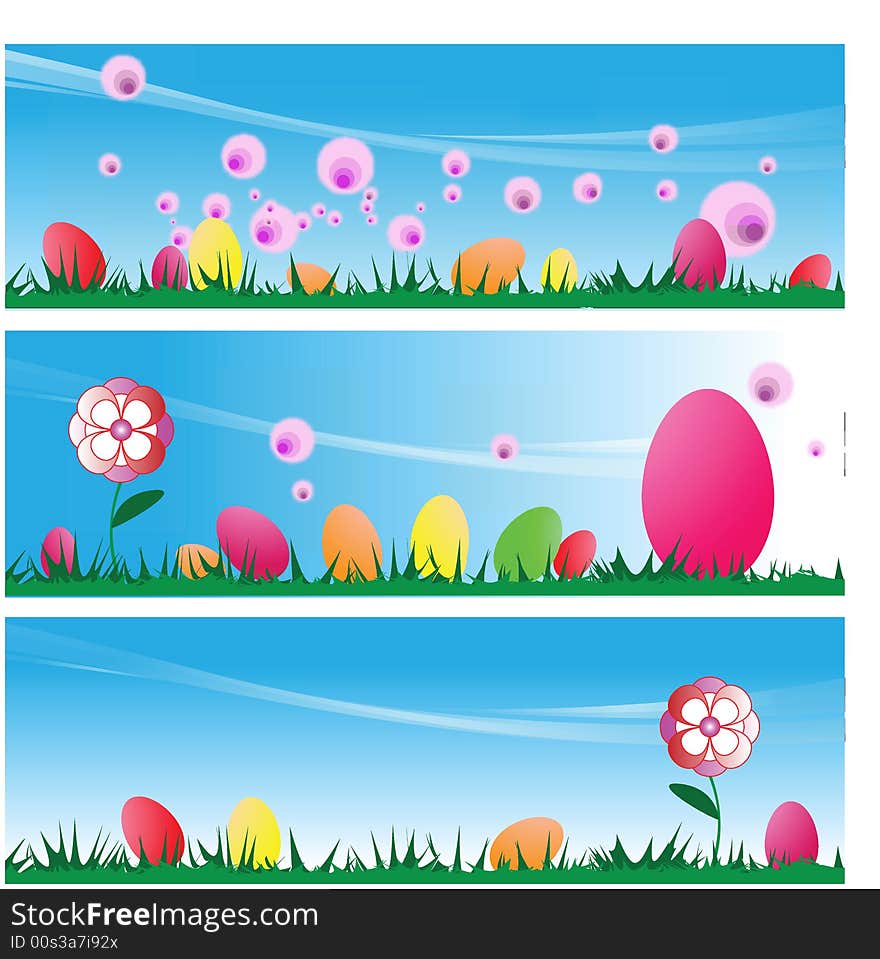 Easter Eggs On Grass