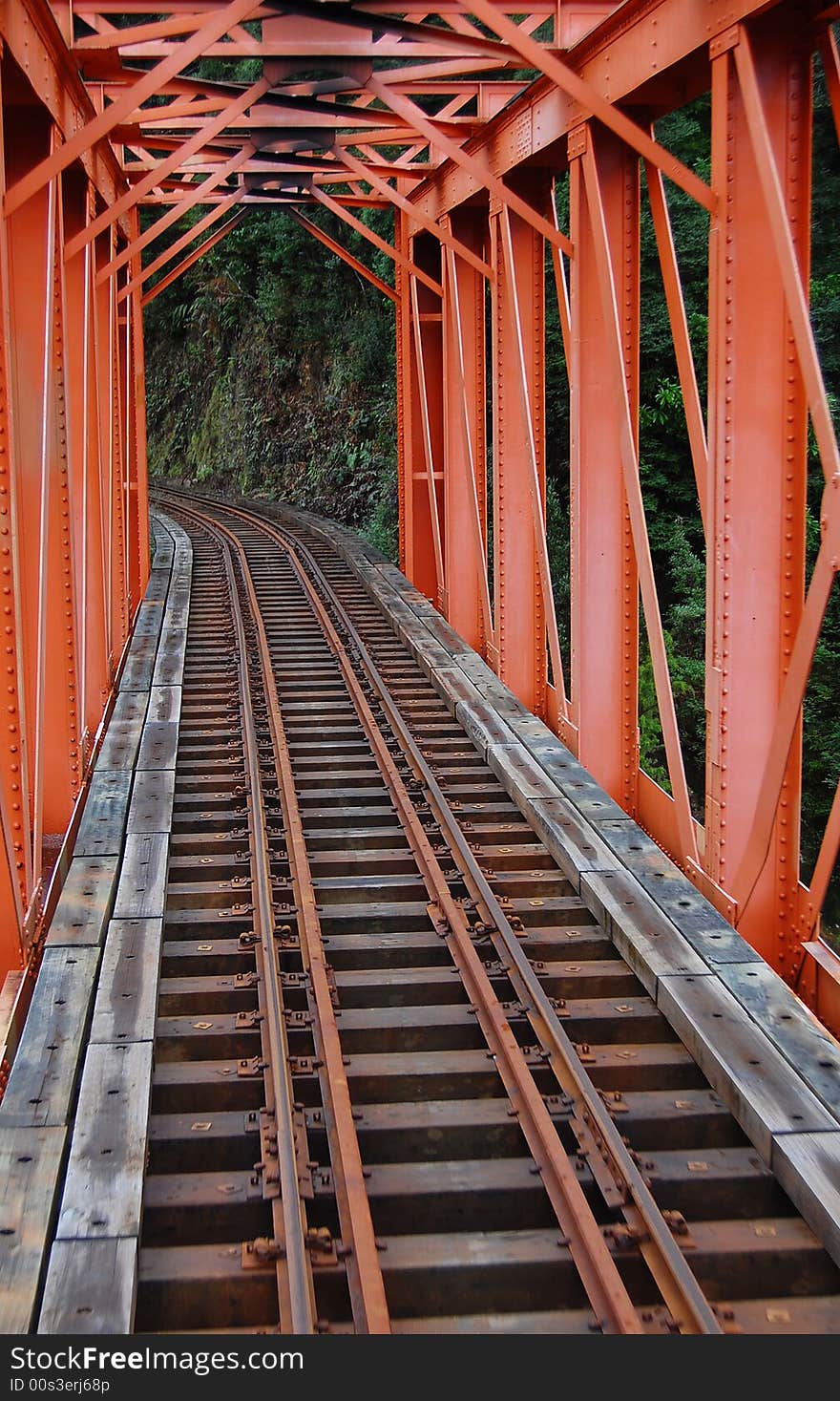 Historic steel railway bridge for steam train