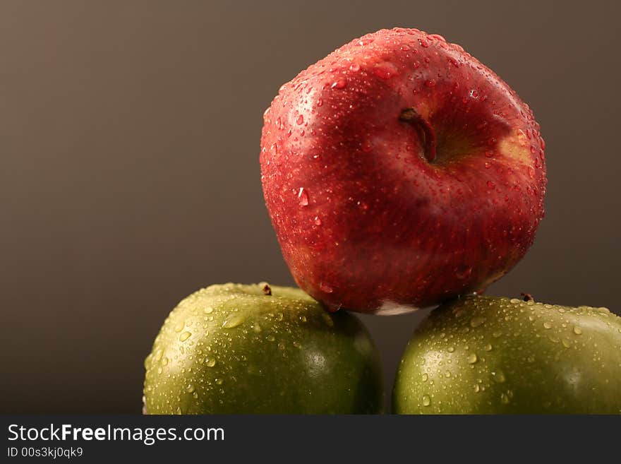 Apples on a black background.