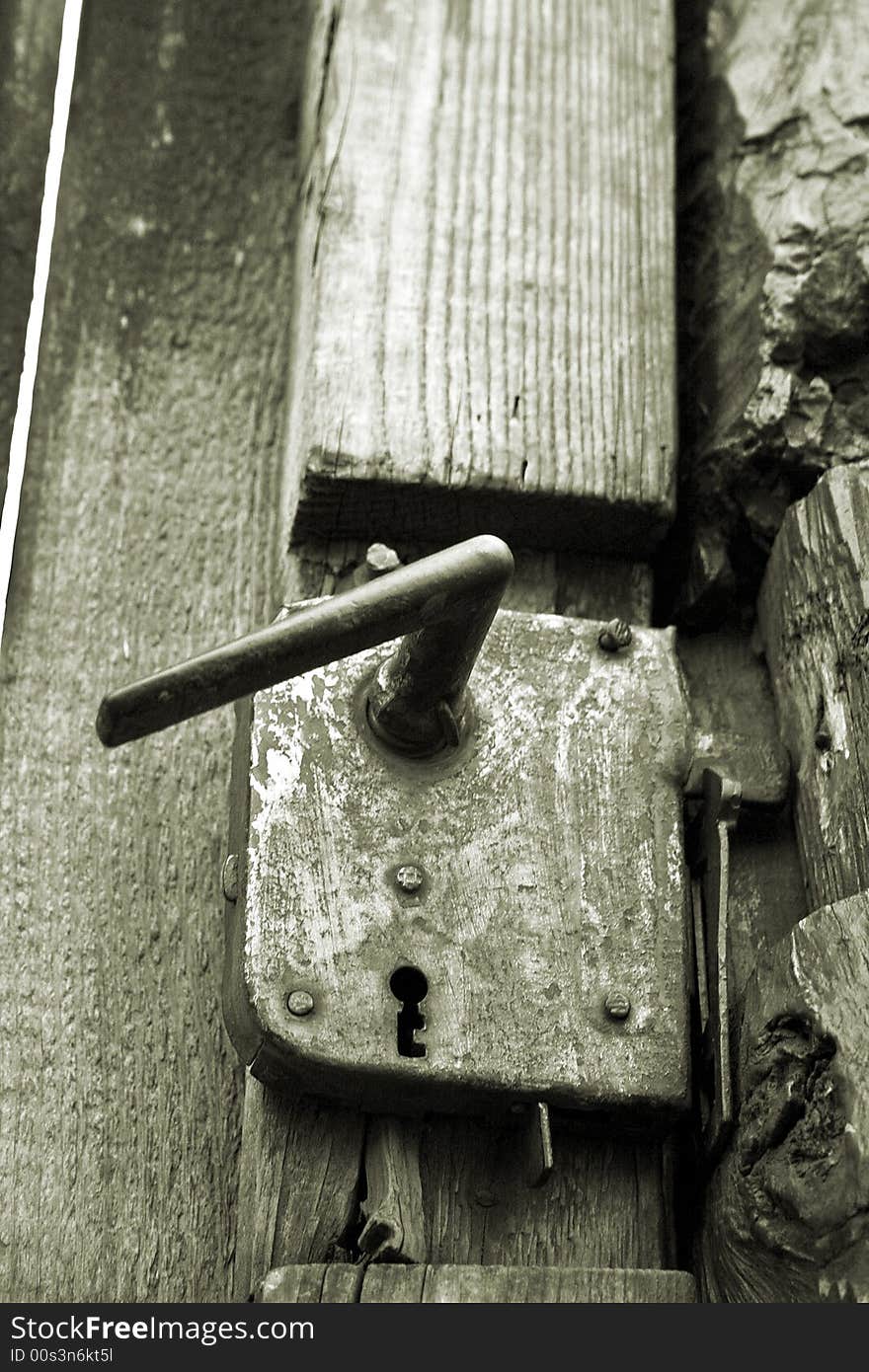 Closeup On Antique Rusty Door Handle