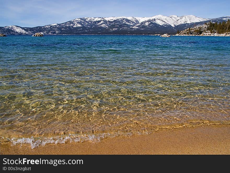 Lake in winter, high in the mountains