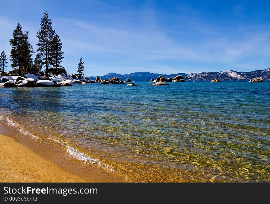 Lake in winter, high in the mountains