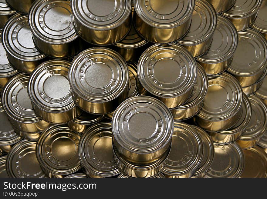 USA Salmon tins in an abstract pattern