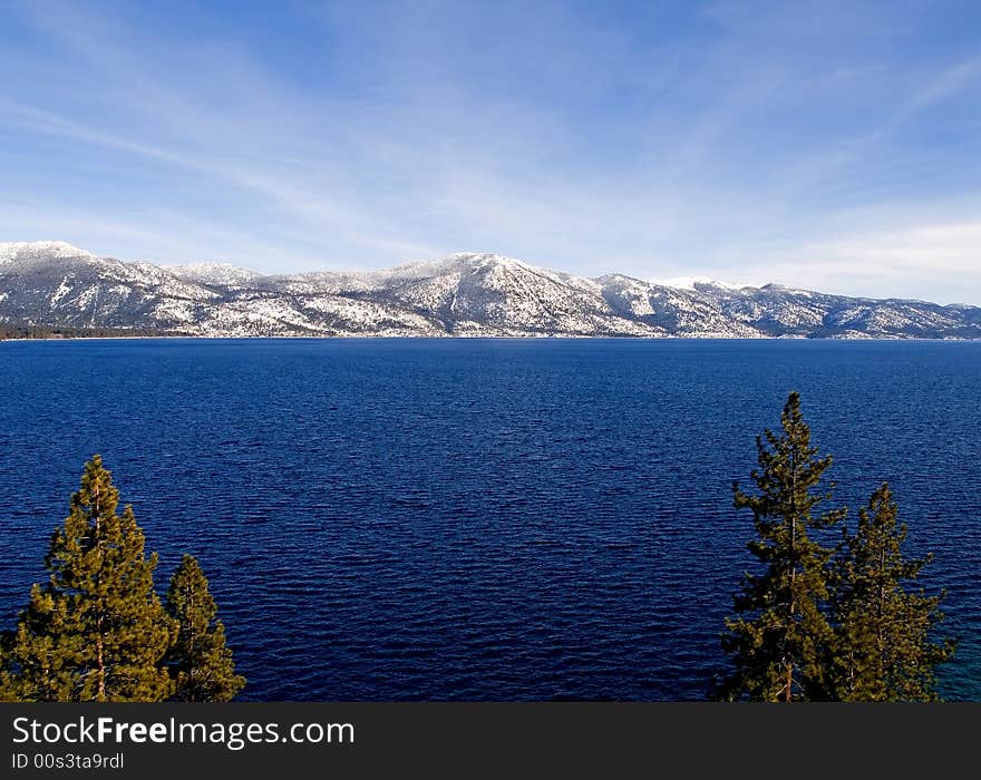 Lake in winter, high in the mountains