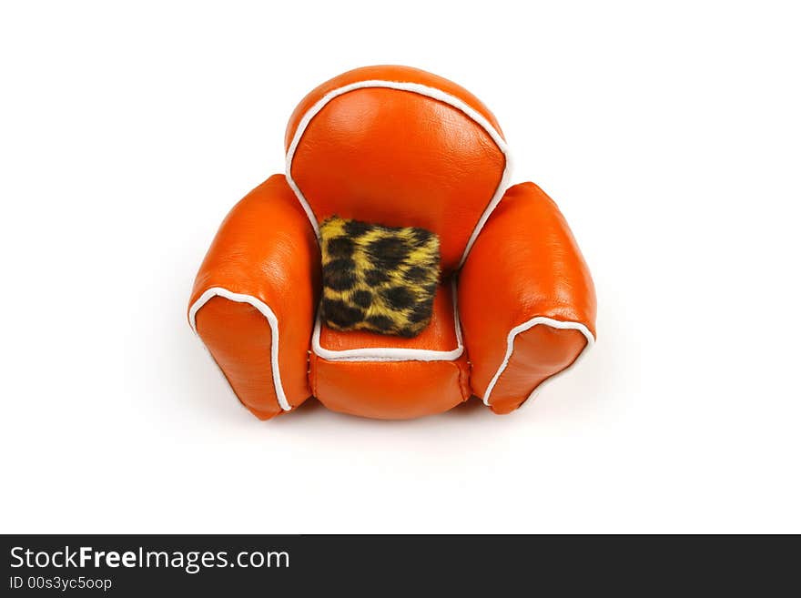 Orange Chair & Cushion On White