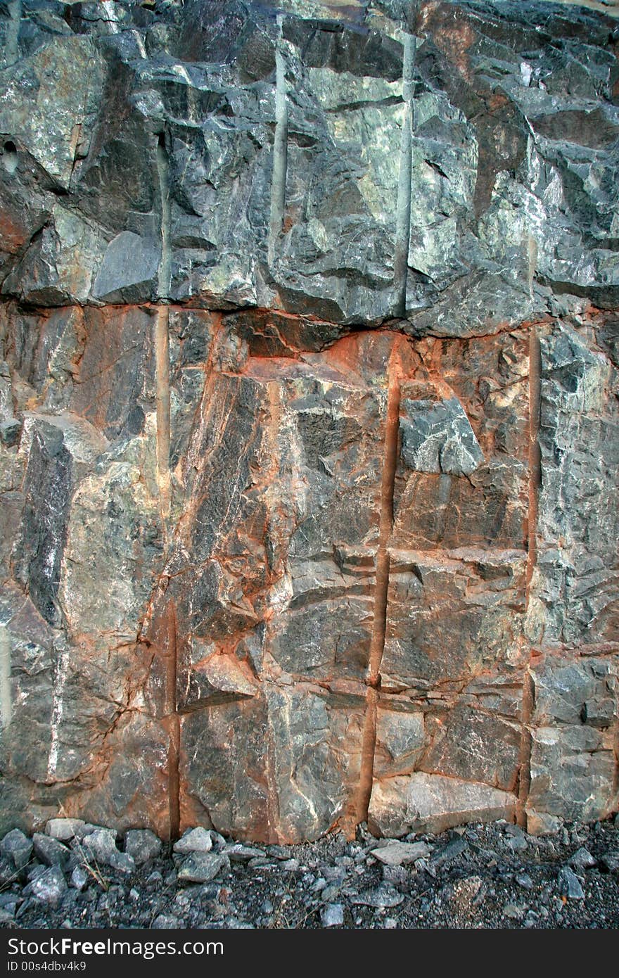 Detail of the drill marks on a large rock cut. Detail of the drill marks on a large rock cut