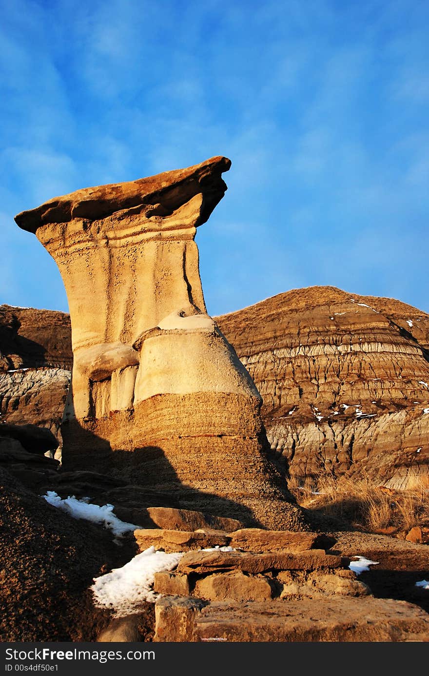 Different shapes of hoodoos in Drumheller Alberta