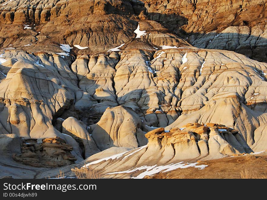 Different shapes of hoodoos in Drumheller Alberta