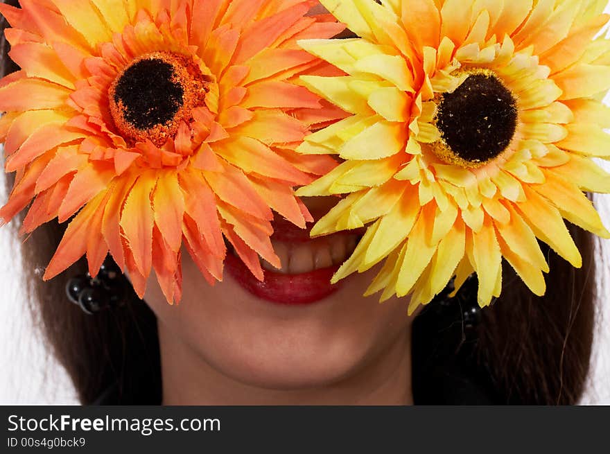 Young woman with flowers