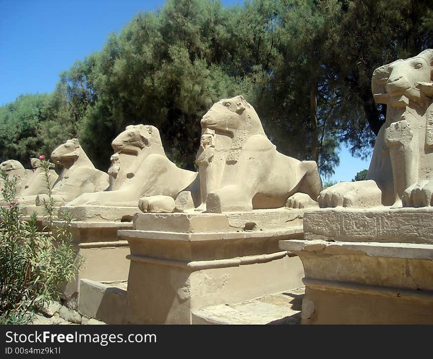 View on ruins of ancient sphinx alley, Luxor. View on ruins of ancient sphinx alley, Luxor