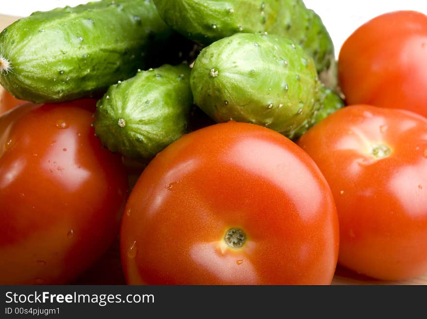 Still Life with tomatoes and cucumbers. Camera Pentax k10d.