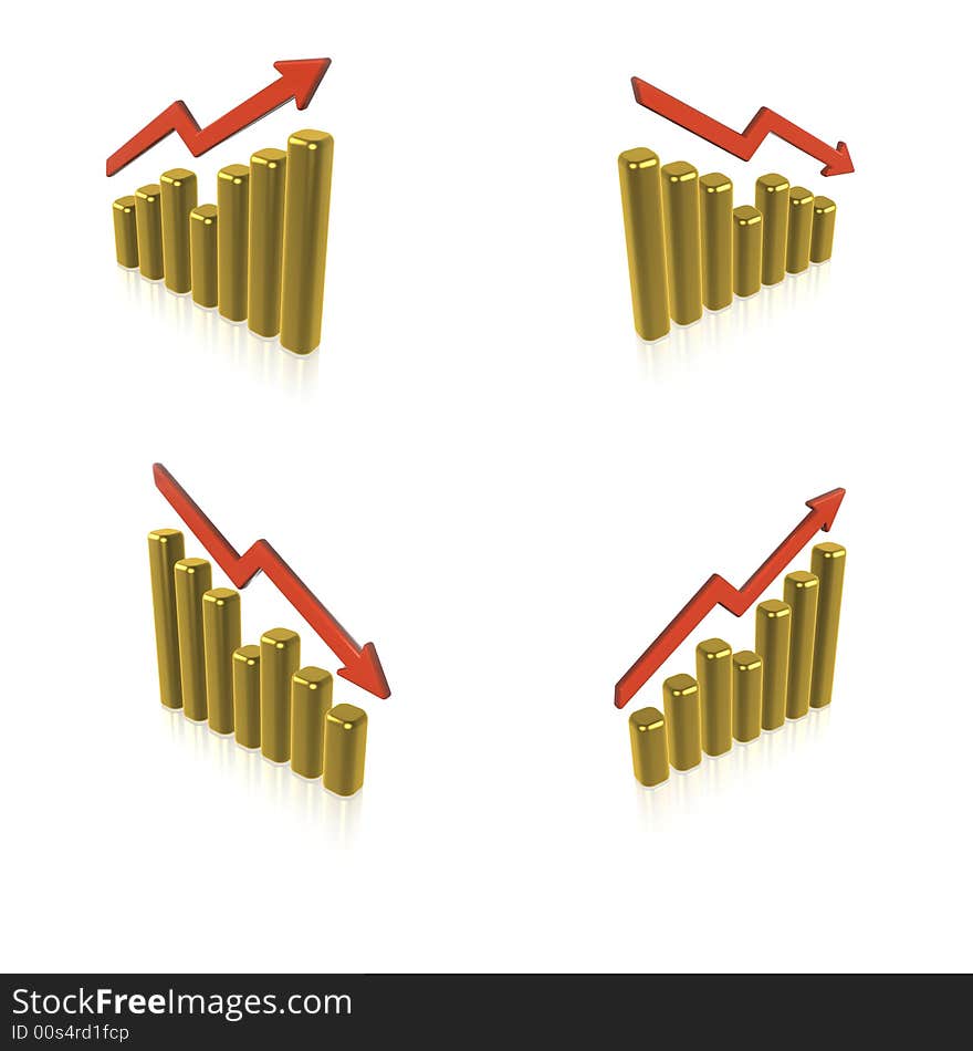 The 3D illustration of charts. The 3D illustration of charts