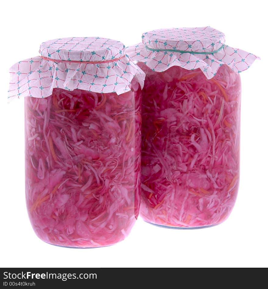 Canned Vegetables (Cabbage) Isolated on White