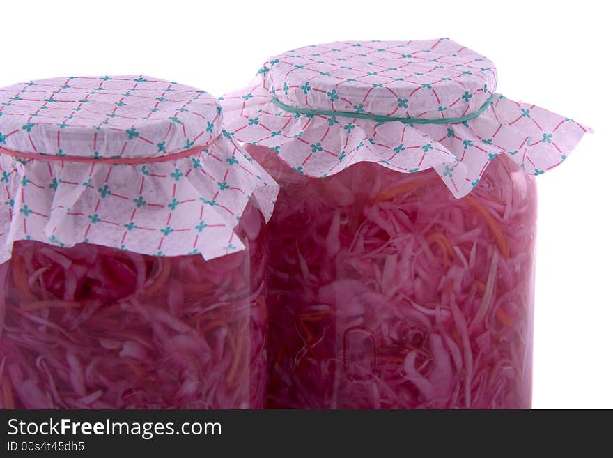 Canned Vegetables (Cabbage) Isolated on White